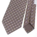Hermes 100% Silk Jockey & toy Horse All Over Regular Tie Brown — view 4