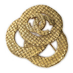 Chanelcc Woven Brooch Gold Plated