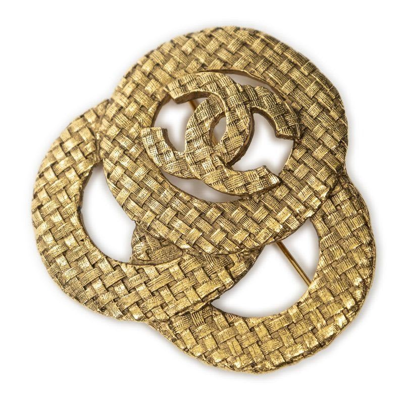 Chanelcc Woven Brooch Gold Plated
