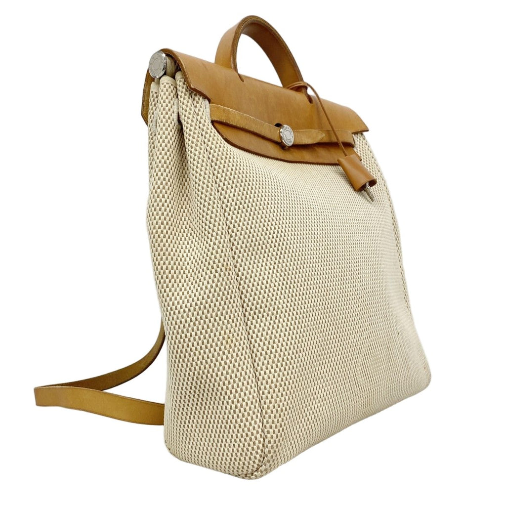 Hermes Backpack Herbag a Dos MM Toile GM Natural Silver — view 2