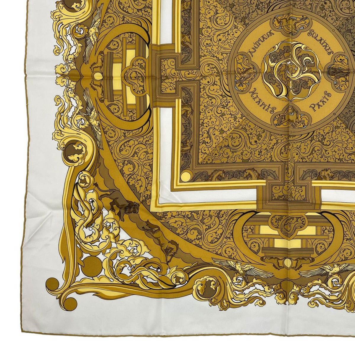 Hermes Scarf Silk Carre 90 Animaux Solaires Animals of the Sun White — view 4