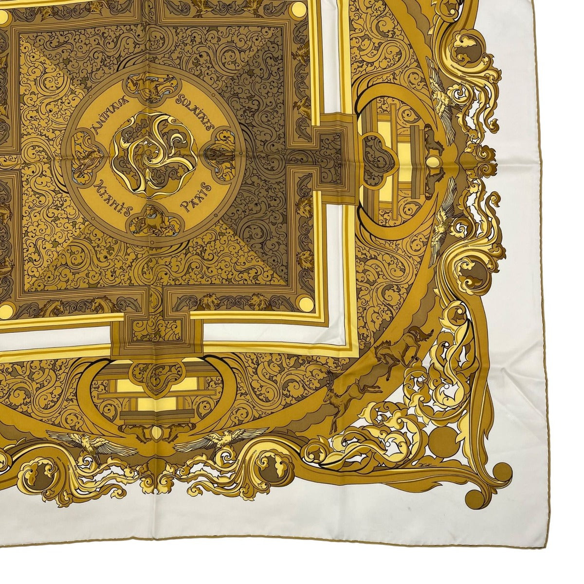 Hermes Scarf Silk Carre 90 Animaux Solaires Animals of the Sun White — view 5