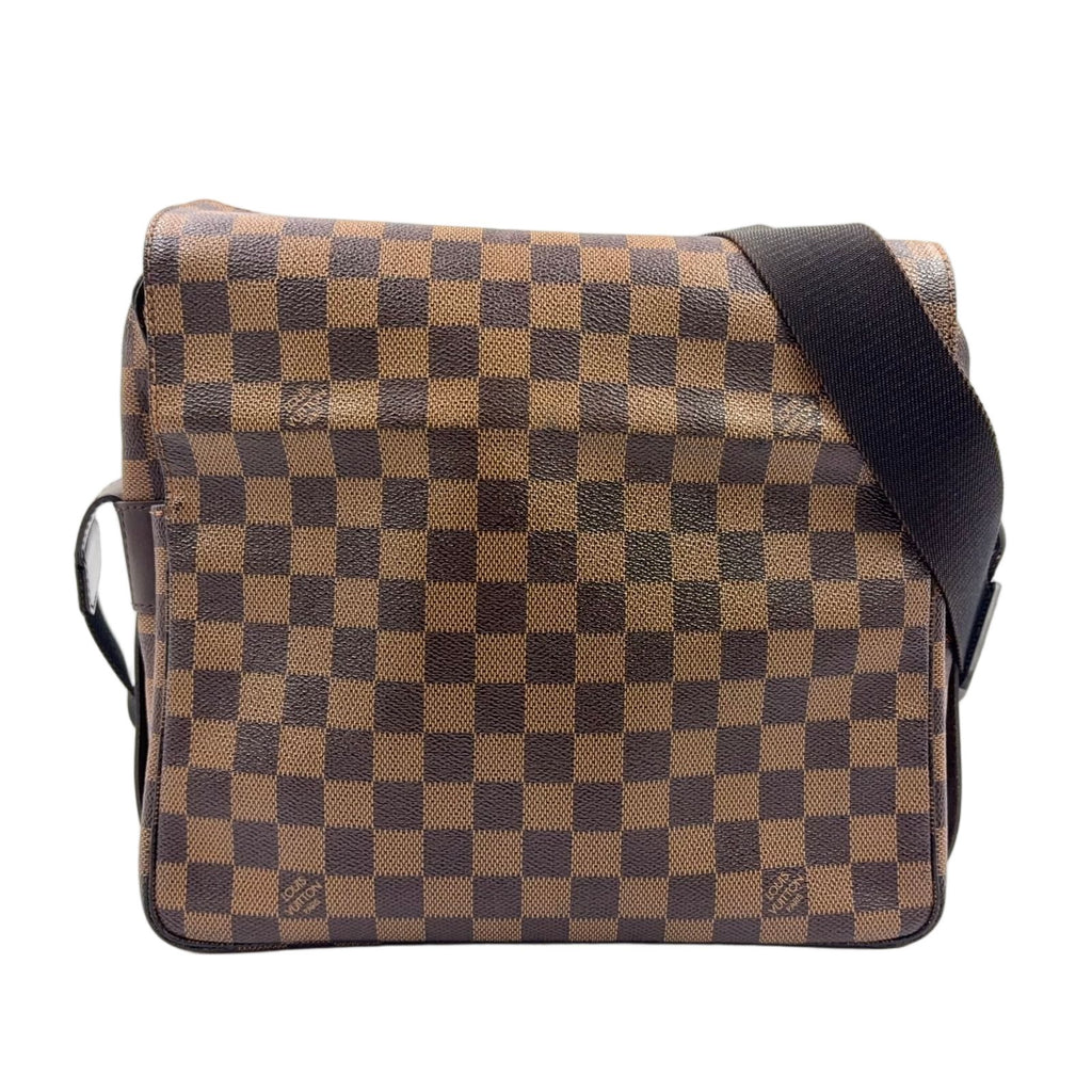 Louis Vuitton Naviglio Damier Ebene Leather Brown Shoulder Bag Gold
