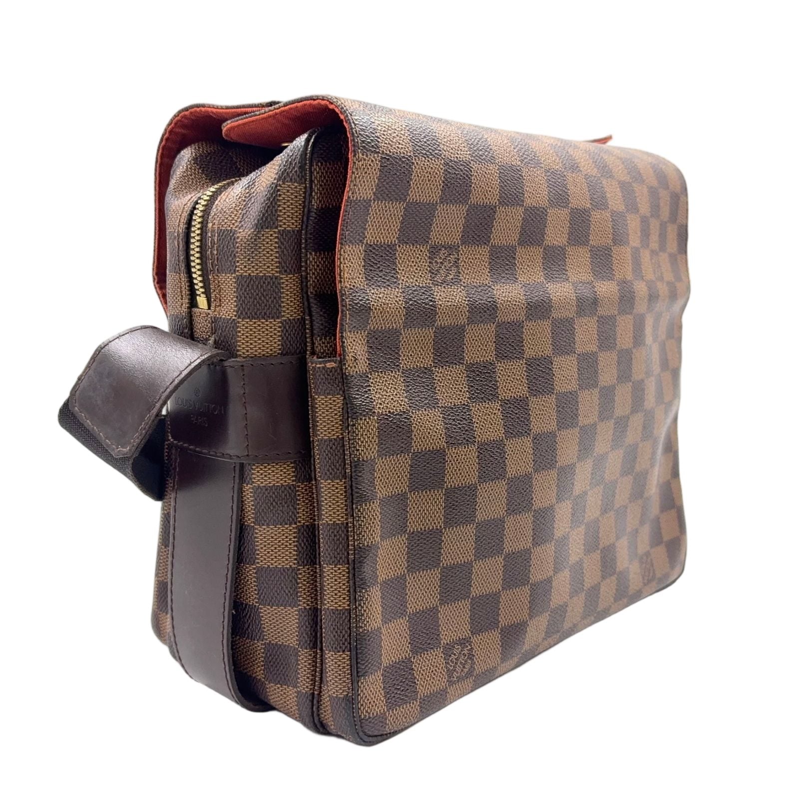 Louis Vuitton Naviglio Damier Ebene Leather Brown Shoulder Bag Gold — view 2
