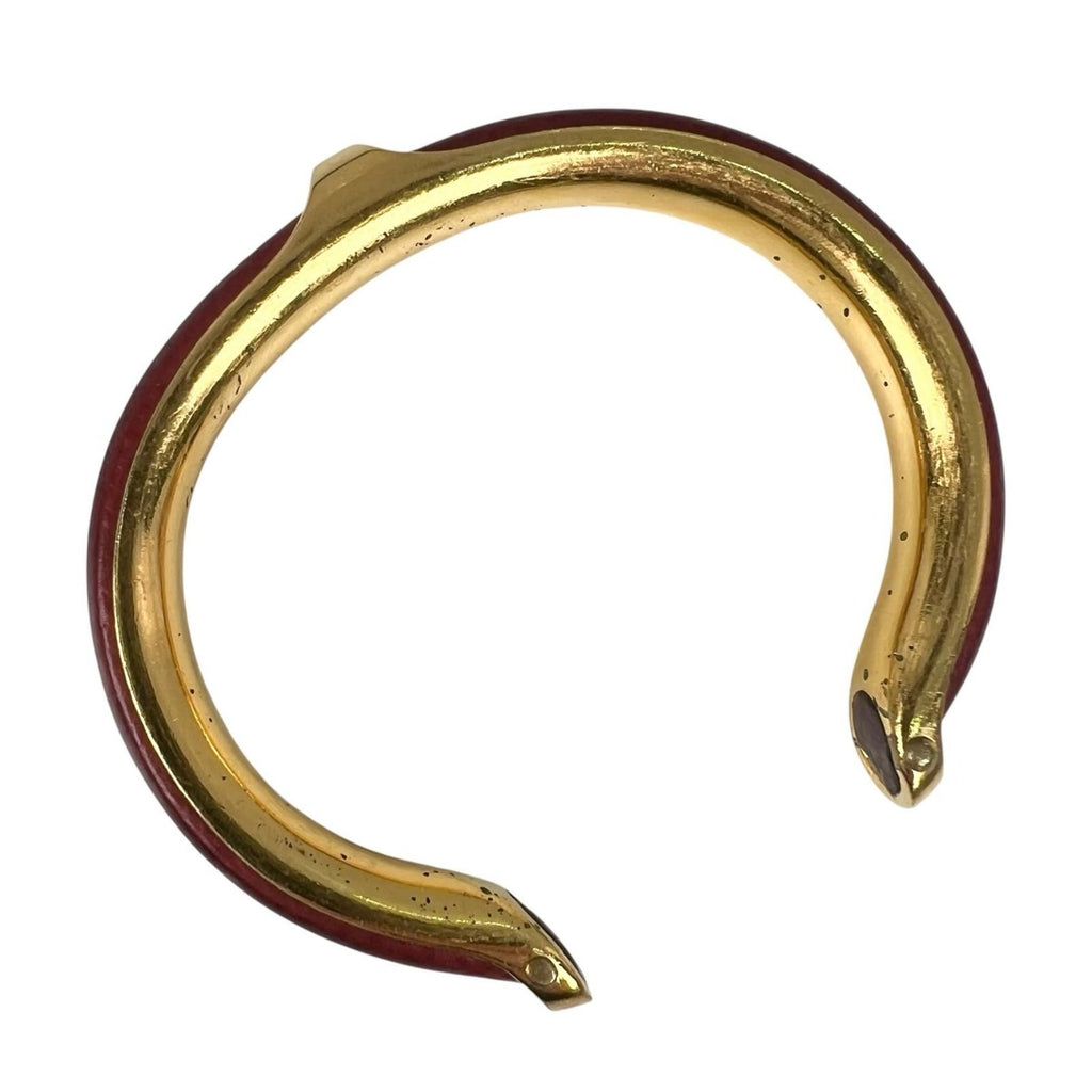 Hermes Metal Red Bracelet Bangle Gold — view 2