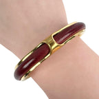 Hermes Metal Red Bracelet Bangle Gold — view 3