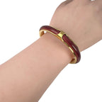 Hermes Metal Red Bracelet Bangle Gold — view 4