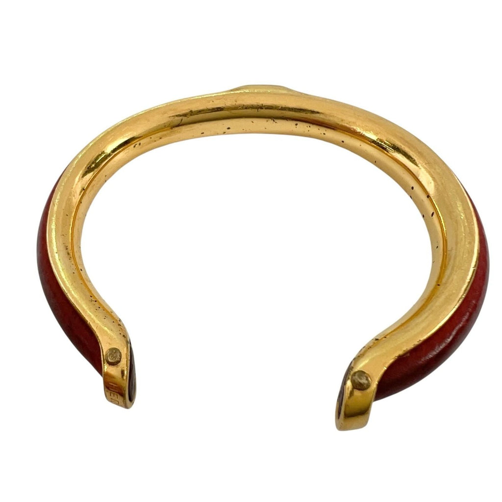 Hermes Metal Red Bracelet Bangle Gold — view 8