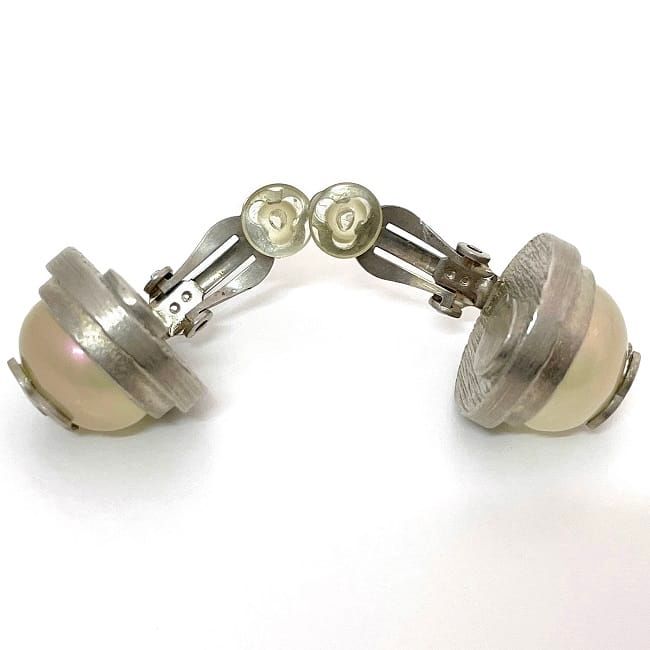 Chanel Earrings Silver Pearl Style Coco Mark Metal 98 — view 9