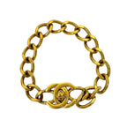 Chanel with Comment Vintage CC Logo Turnlock Motif Chain Bracelet Gold — view 4