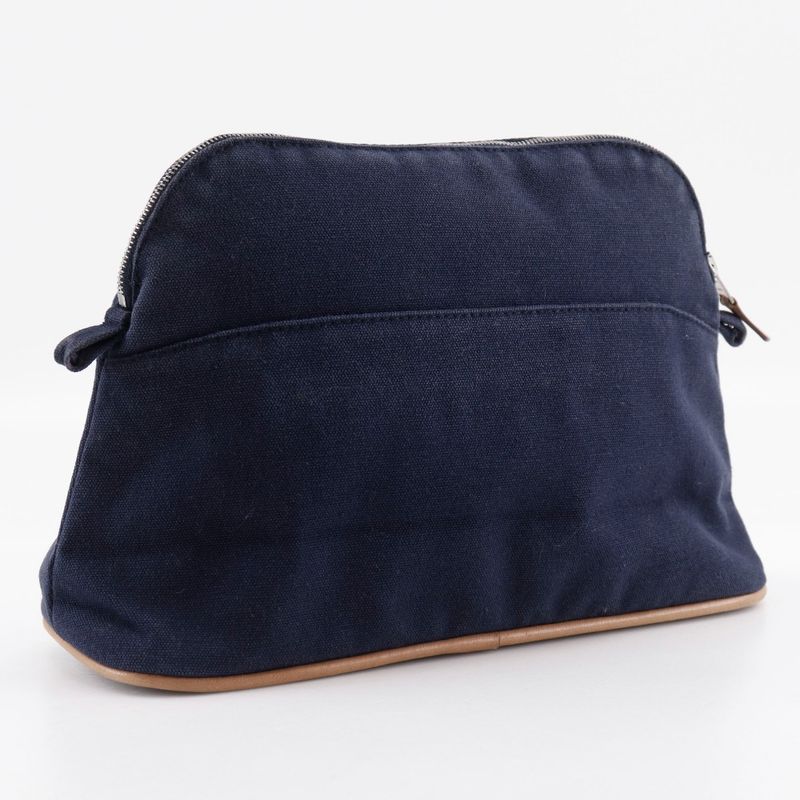 Hermes Bolide Pouch 25 Cotton Canvas Navy Blue — view 3