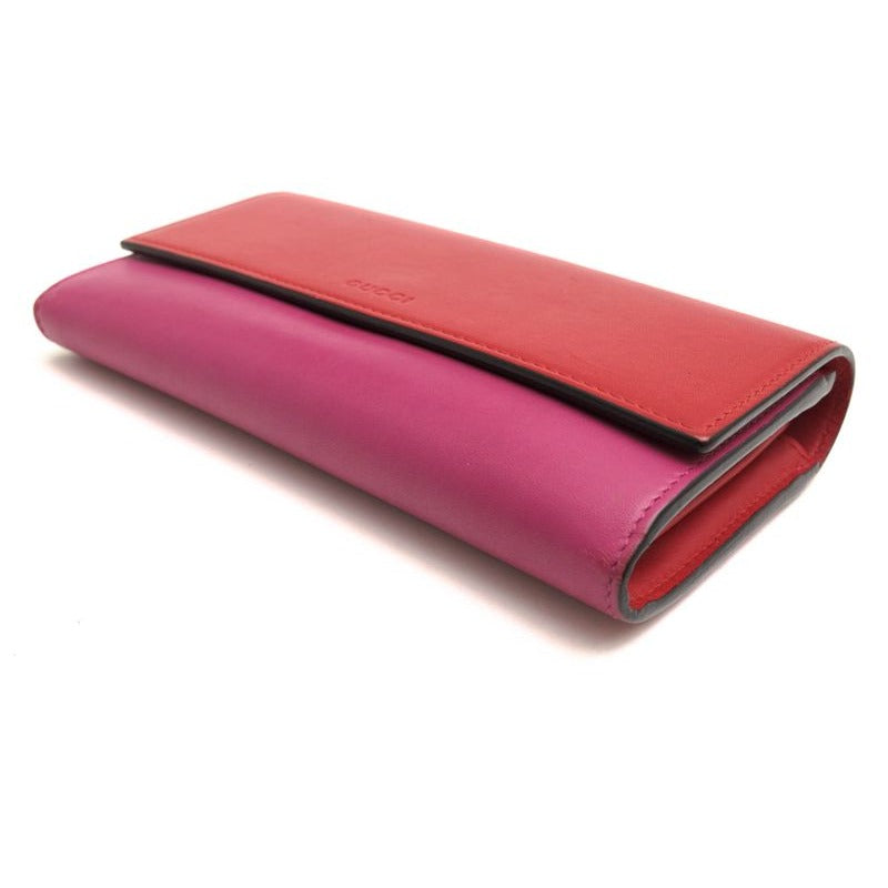 Gucci Long Wallet Women Leather Red bg with Flap Coin — view 3