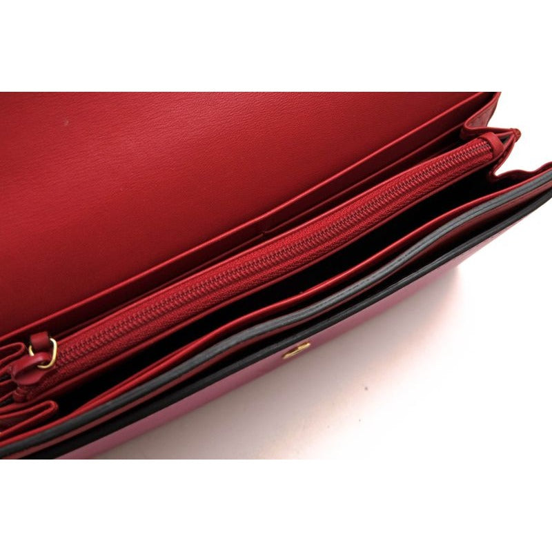 Gucci Long Wallet Women Leather Red bg with Flap Coin — view 6