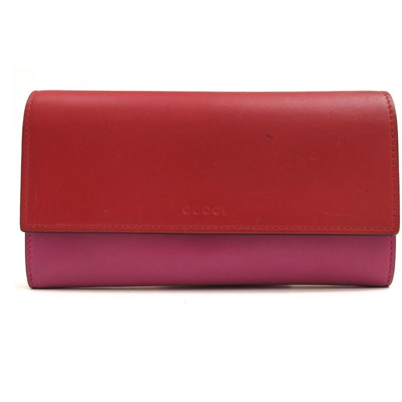 Gucci Long Wallet Women Leather Red bg with Flap Coin