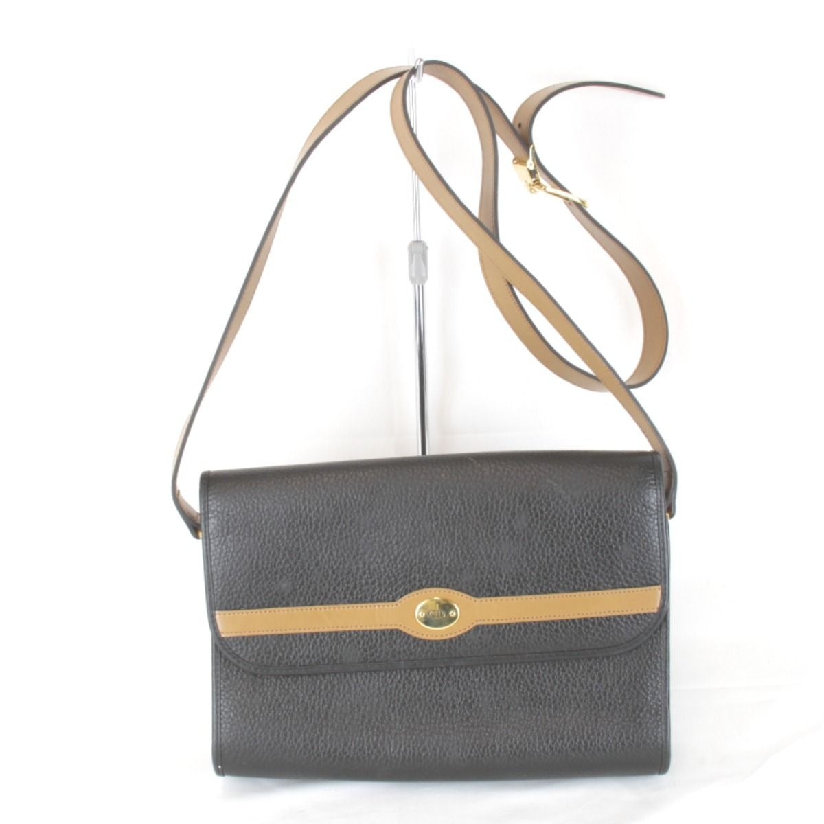 Dior Shoulder Bag Leather Black Bicolor Basic Easy to Use