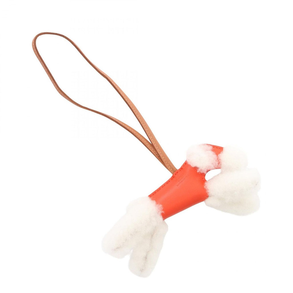 Hermes Charm Buddy Capucines Gold Mouton Red Brown White — view 2