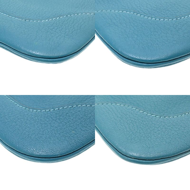 Hermes Trim 24 Chevre Turquoise Silver Hardware Shoulder Bag Blue — view 3