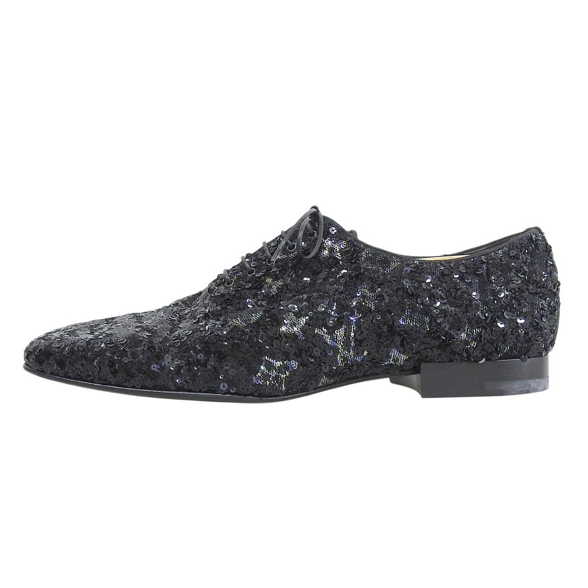 Louis Vuitton Sequin Monogram Whole Cut Dress Shoes Black 8 — view 2