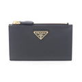 Prada Card Case Saffiano Triang 1 Mc086 Qhhf 0002 Nero Leather