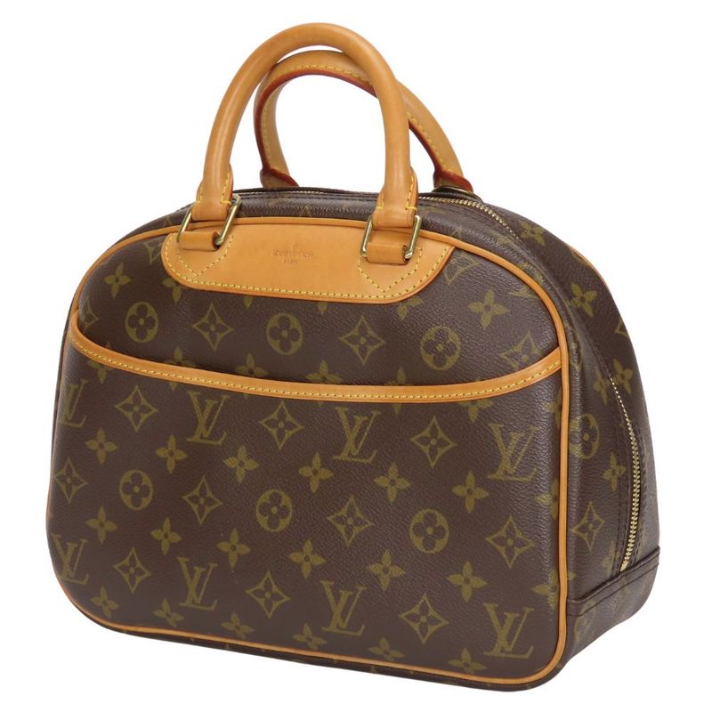 Louis Vuitton Handbag Trouville Monogram Nubuck Brown Gold Hardware — view 2