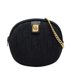 Dior Trotter Logo Chain Shoulder Bag Coin Case Purse Black Canvas