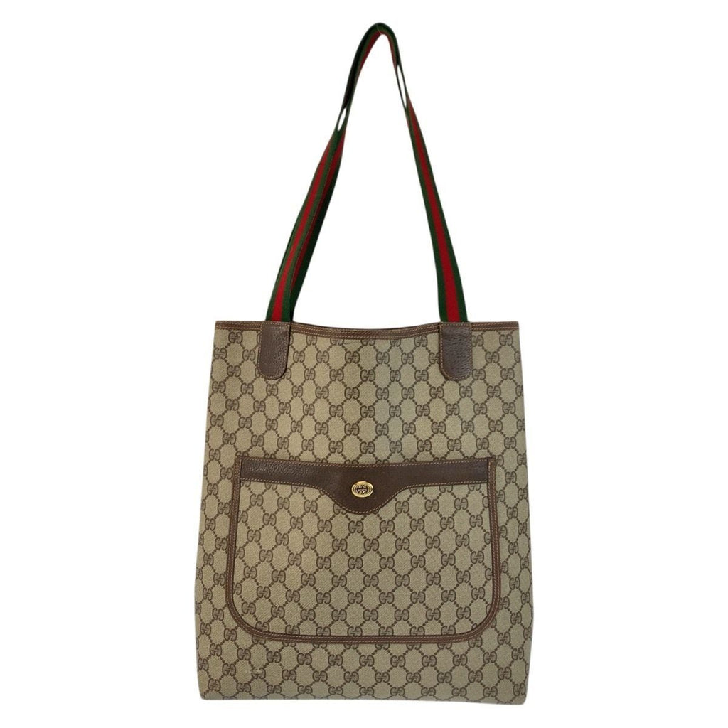 Gucci Vintage Sherry Line GG Supreme Canvas Tote Shoulder Bag