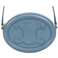 Celine Oval Purse Cuir Triomphe Cross Belt Bag Light Blue Leather