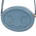 Celine Oval Purse Cuir Triomphe Cross Belt Bag Light Blue Leather — view 2