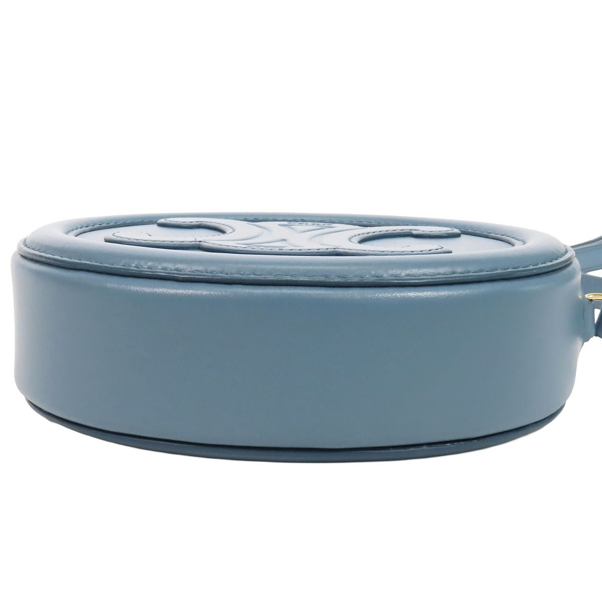 Celine Oval Purse Cuir Triomphe Cross Belt Bag Light Blue Leather — view 3