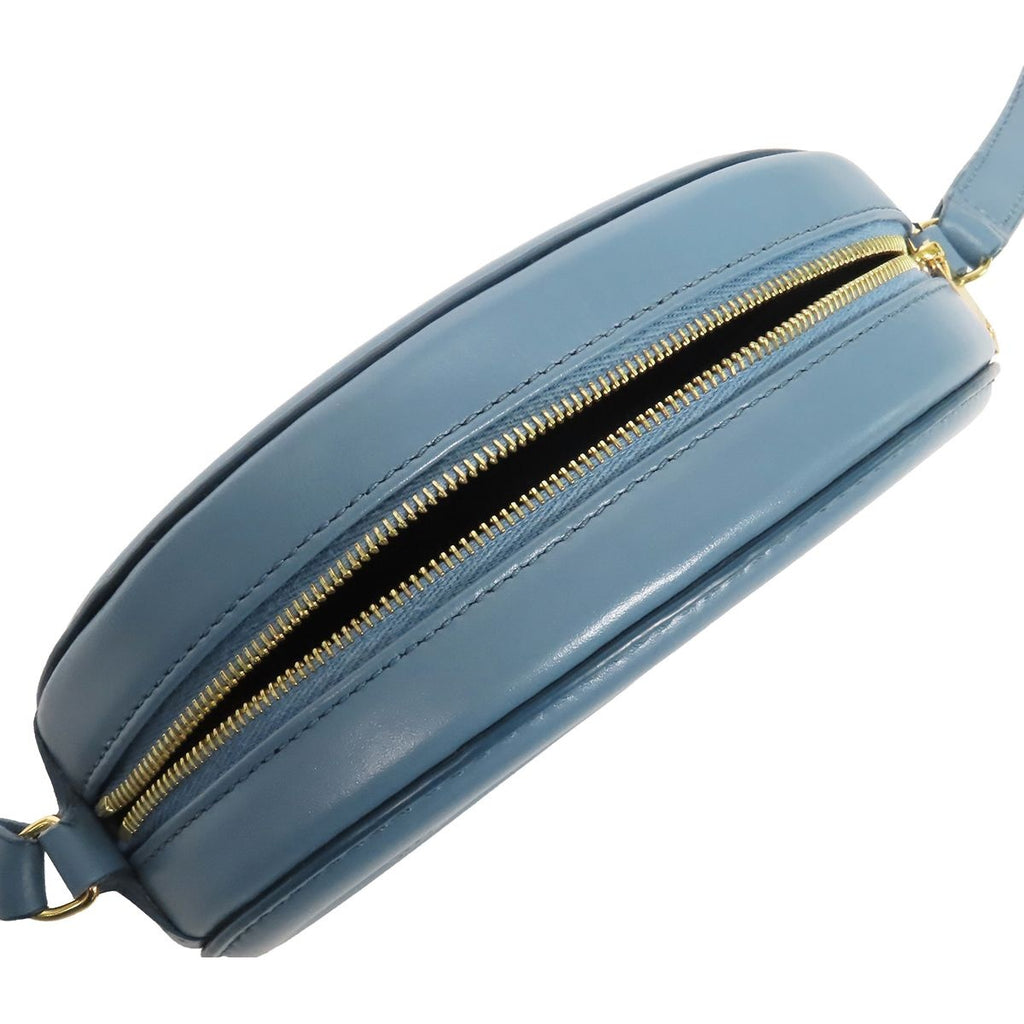 Celine Oval Purse Cuir Triomphe Cross Belt Bag Light Blue Leather — view 5