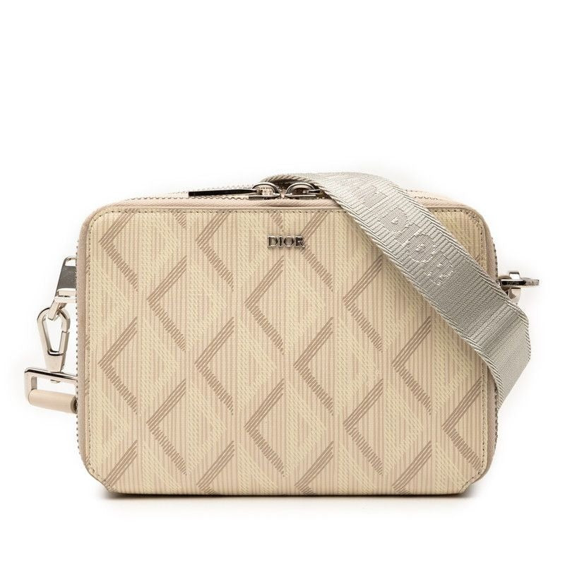 Dior CD Diamond Crossbody Shoulder Bag Beige Leather