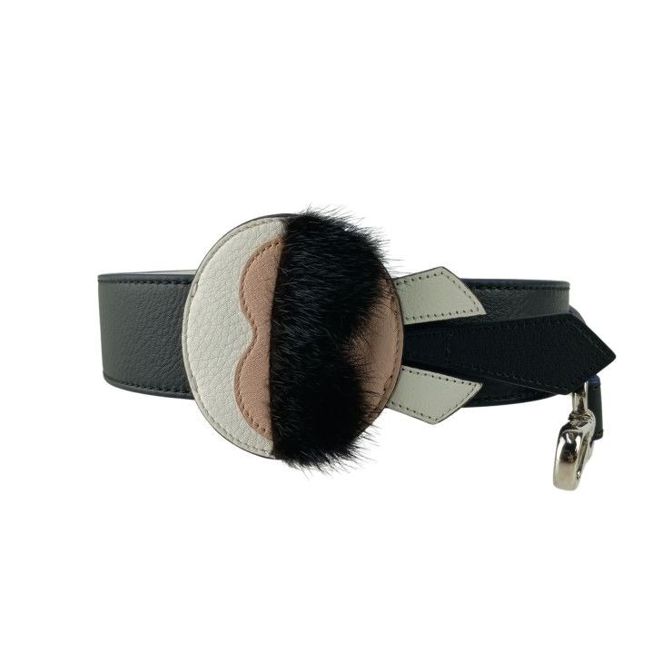 Fendi Strap You Karlito Black Leather Shoulder Silver Handbag
