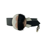 Fendi Strap You Karlito Black Leather Shoulder Silver Handbag