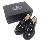 Prada Chocolate Patent Leather Triangle Logo Loafer Black 6.5 — view 2