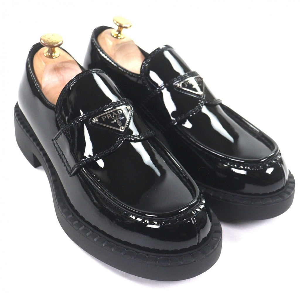 Prada Chocolate Patent Leather Triangle Logo Loafer Black 6.5 — view 3