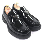 Prada Chocolate Patent Leather Triangle Logo Loafer Black 6.5 — view 3