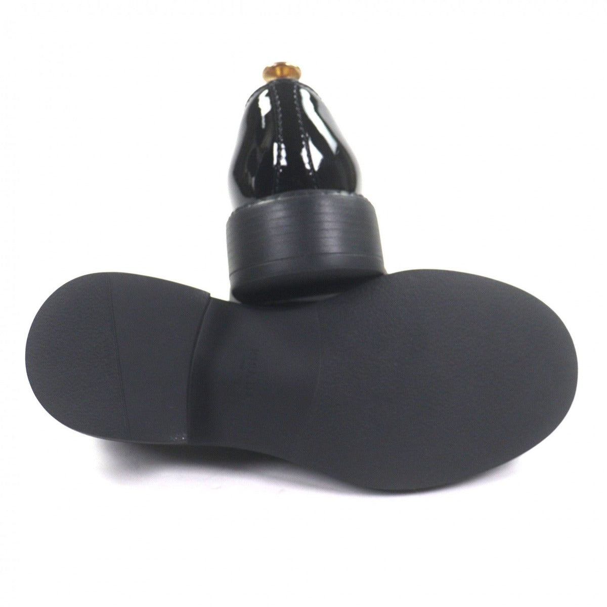 Prada Chocolate Patent Leather Triangle Logo Loafer Black 6.5 — view 5