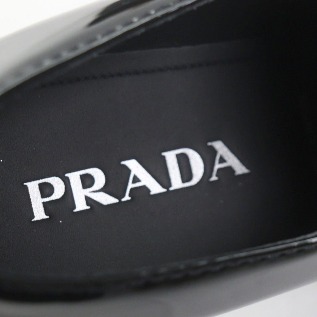 Prada Chocolate Patent Leather Triangle Logo Loafer Black 6.5 — view 8