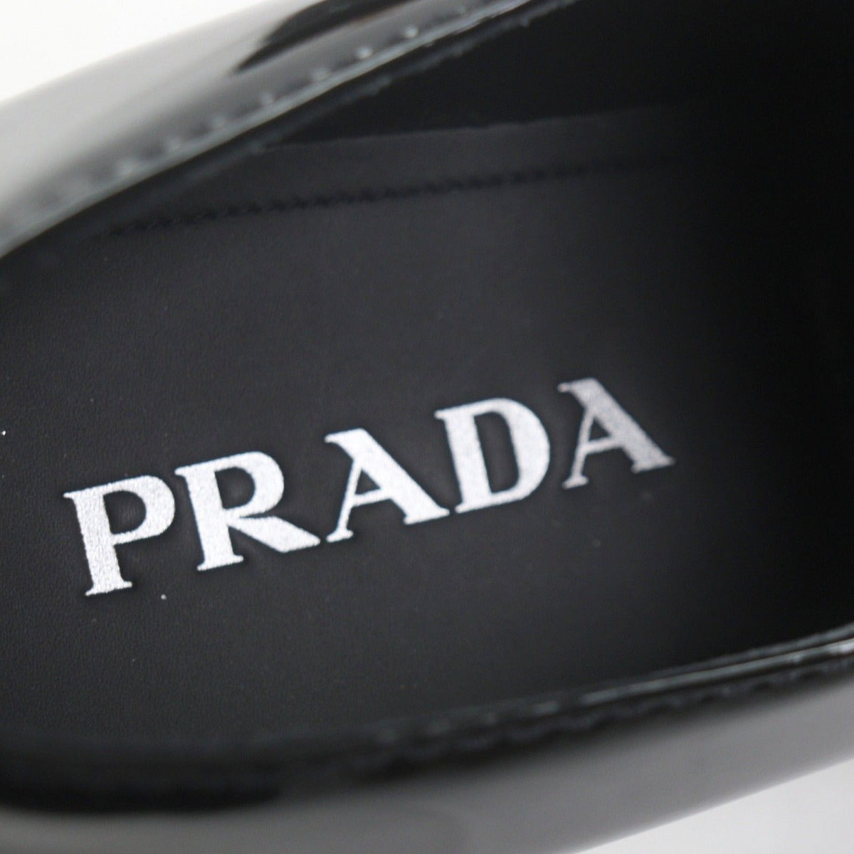 Prada Chocolate Patent Leather Triangle Logo Loafer Black 6.5 — view 8