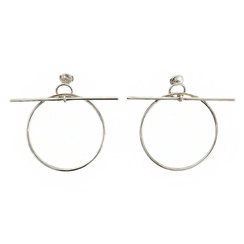 Hermes Earrings Loop MM Pair Silver