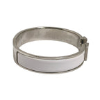 Hermes Bracelet Click Clack Bangle White and Silver — view 4