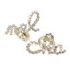 Chanel Logo Ring Set Rhinestone Gold