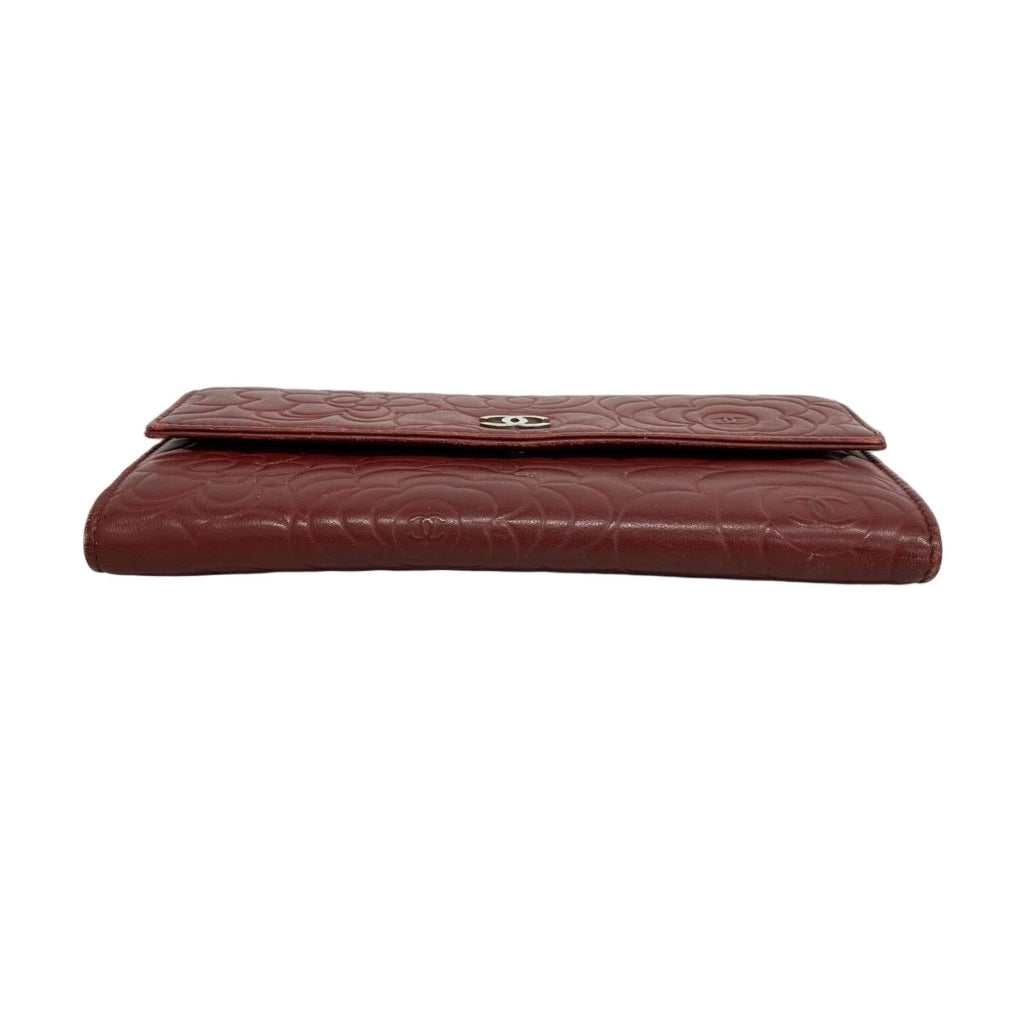 Chanel Wallet Camellia Lambskin Bordeaux Silver — view 2