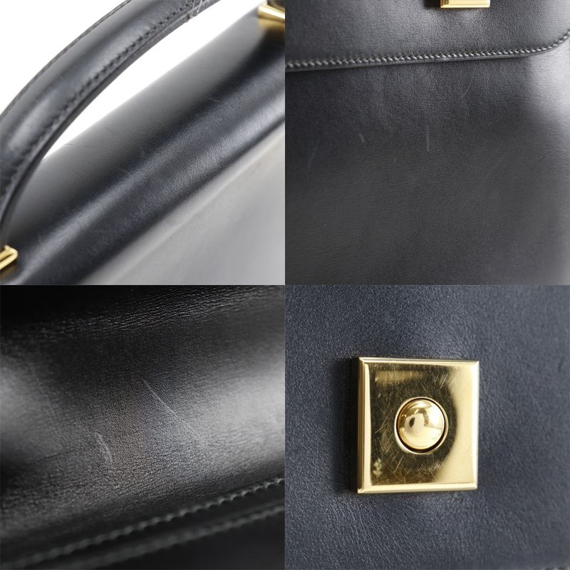 Hermes Danube 38 Briefcase 6 Z Calf Black Gold Hardware V Business Bag — view 8