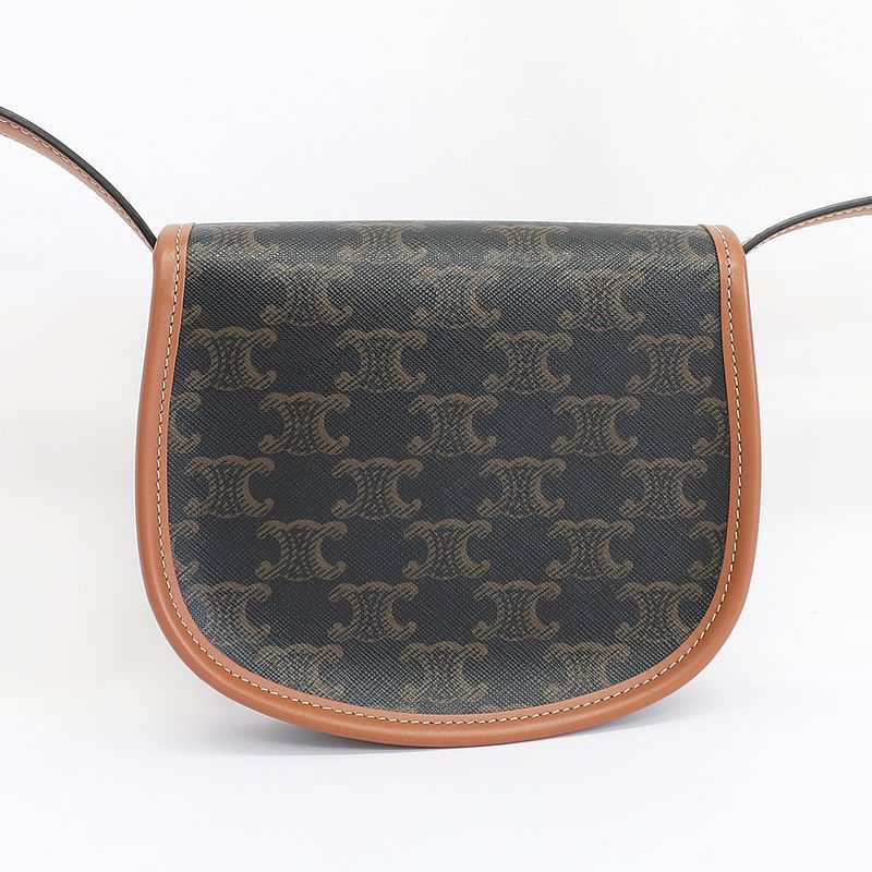 Celine Mini Bouzas Shoulder Bag Triomphe Brown Gold Hardware Leather — view 3