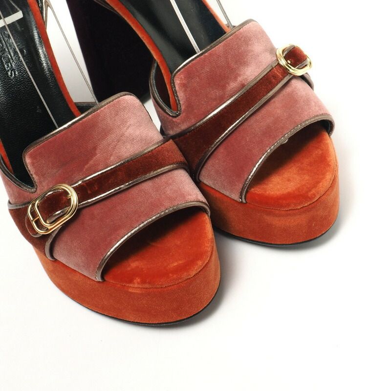 Hermes Sandals Size 35.5 Ankle Strap Shoes Velour Chunky — view 5