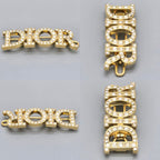 Dior Dioevolution Logo Barrette Hair Clip Width White Crystal Signature Gold — view 2