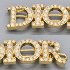 Dior Dioevolution Logo Barrette Hair Clip Width White Crystal Signature Gold — view 3
