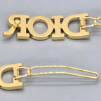 Dior Dioevolution Logo Barrette Hair Clip Width White Crystal Signature Gold — view 5