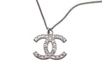 Chanel CC Logo Square Rhinestone Necklace 09 50 Silver Metal — view 2